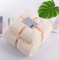 Оксамитові рушники для обличчя рук щільні, Набір банних рушників 6 шт. у ванну кімнату м'які Молочні ТОР