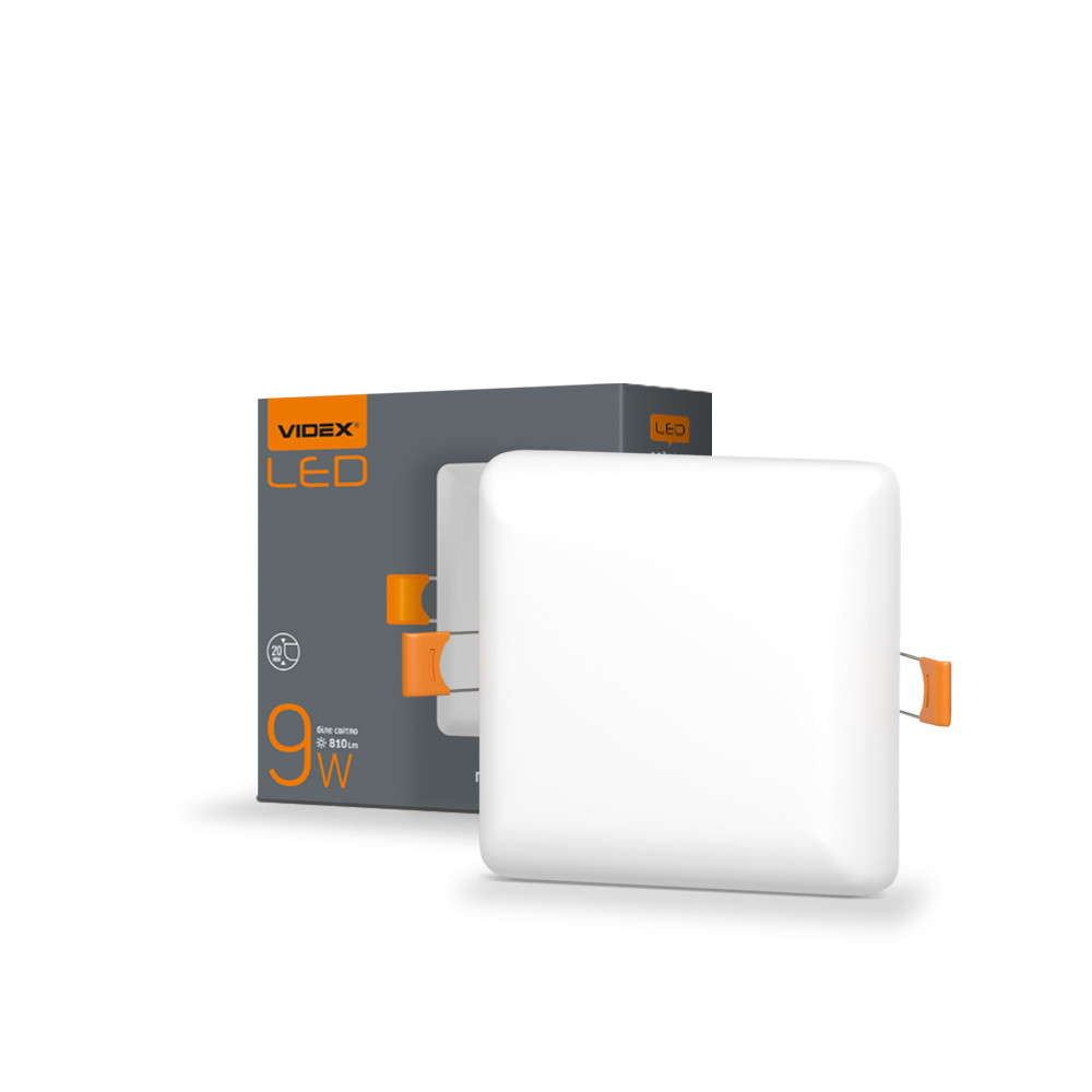 LED світильник безрамковий квадратний VIDEX 9W 4100K, фото 1