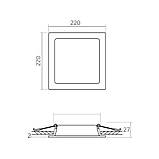 LED світильник Back вбудований квадрат VIDEX 22W 5000K, фото 5