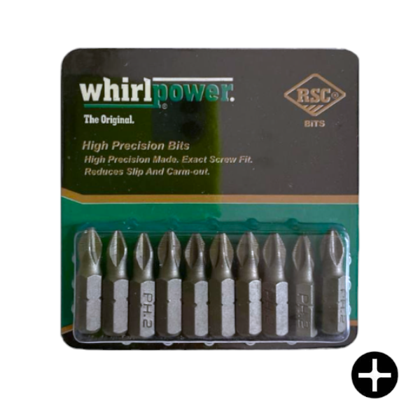 Біта WhirlPower PH2х25мм 10шт/уп для шуруповертів, дрилей, біта для шуруповерта 25мм