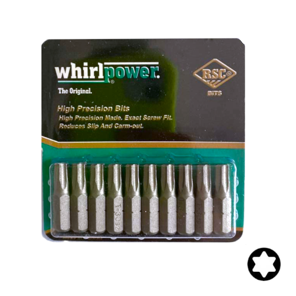 Біта WhirlPower T30х25мм 10шт/уп біта для шуруповертів, біта для дрилей