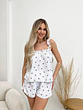 Білий жіночий хатній костюм принт вишеньки, фото 2