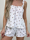 Білий жіночий хатній костюм принт вишеньки, фото 5