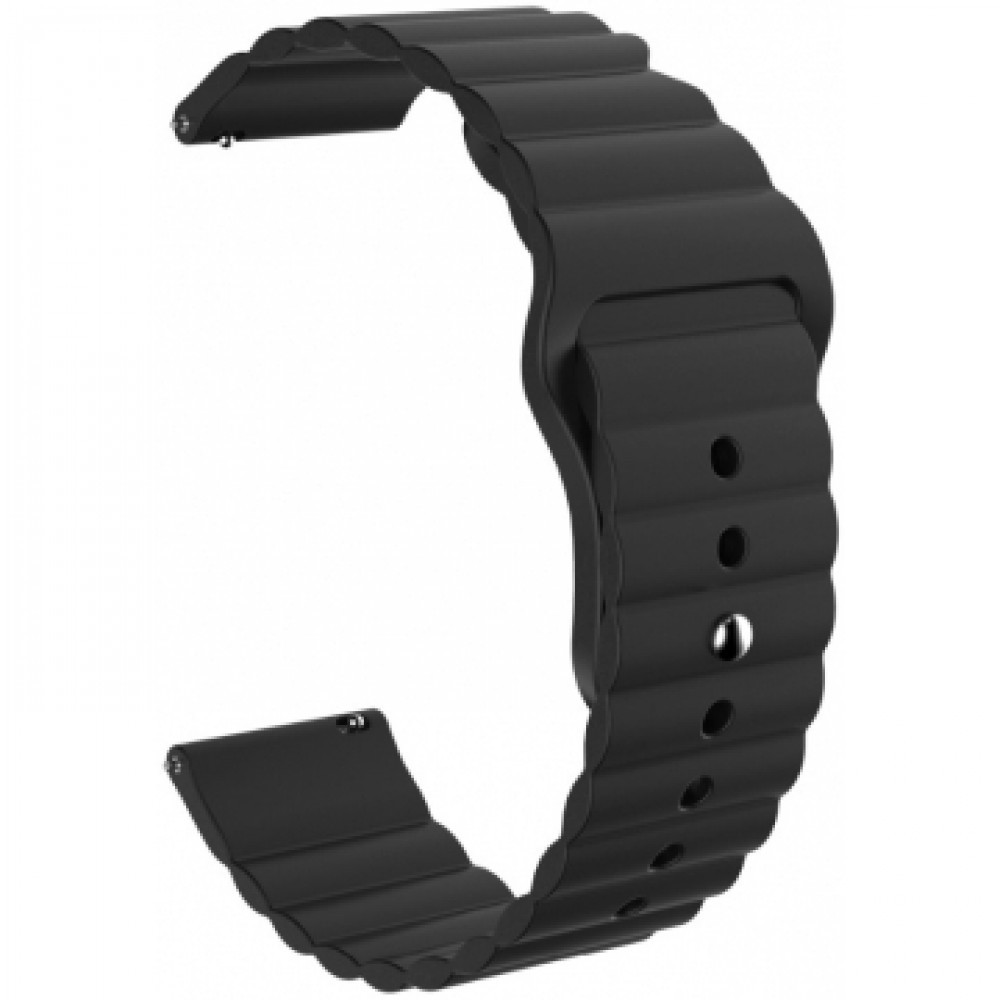 Ремінець Silicone Wave Універсальний 22 mm — Black, фото 1