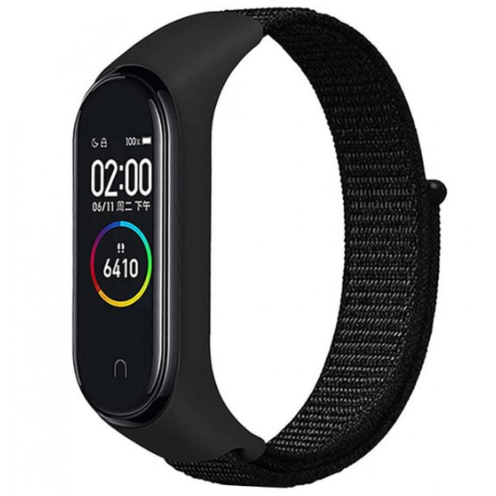 Ремінець Nylon Xiaomi Mi Band 5 6 7 — Black, фото 1