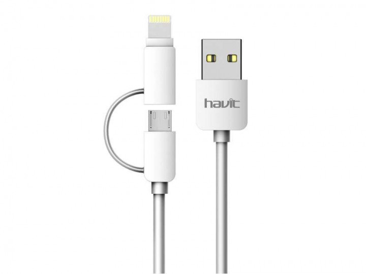 Кабель HAVIT HV-CB610X Micro USB + Lightning 1м, White, фото 1