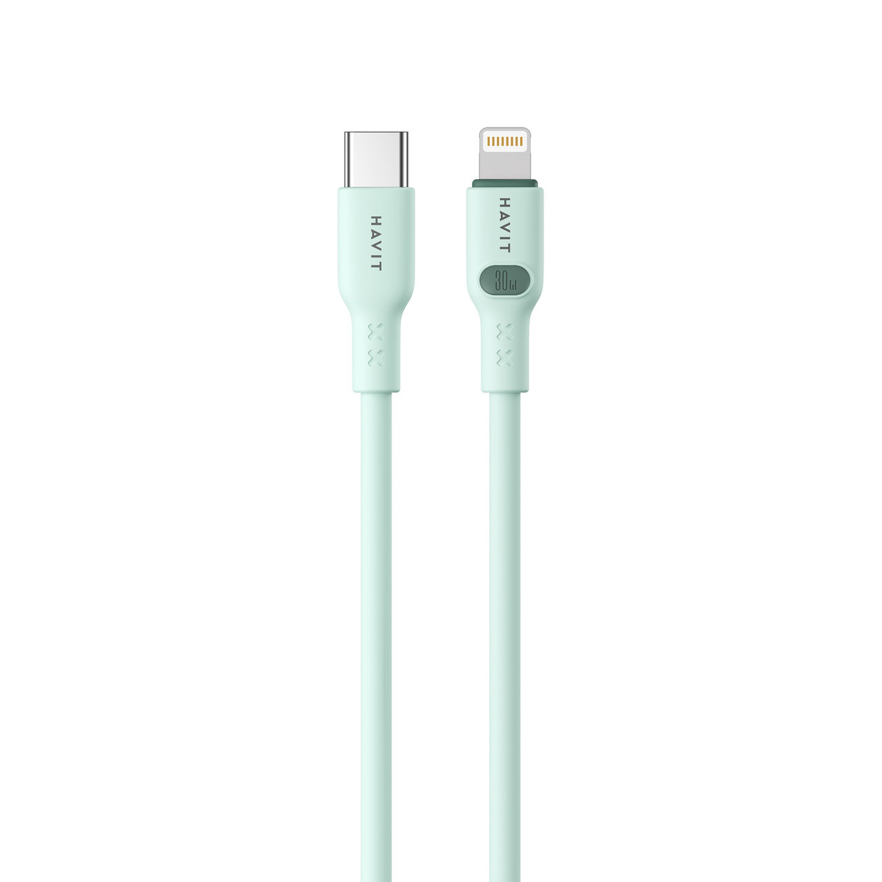 Кабель USB-C - Lightning HAVIT HV-CB6281 PD30W 3A 1м Green, фото 1