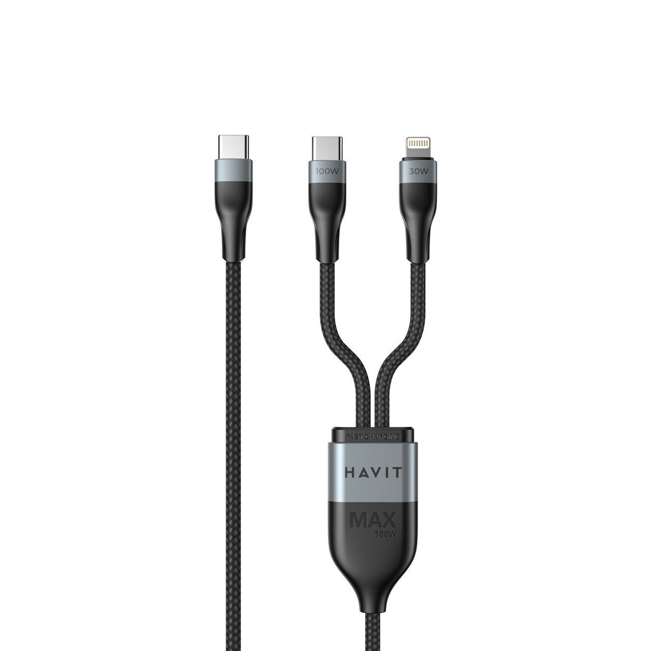 Кабель USB-C - USB-C + Lightning HAVIT HV-CB6326 PD100W 1.2м, фото 1