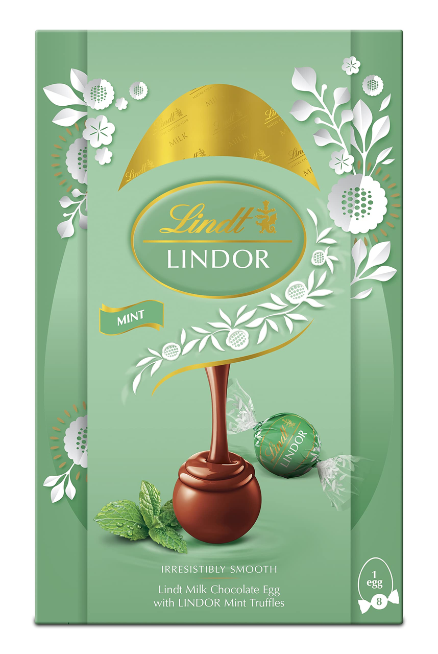 Шоколадне яйце з цукерками Lindt Lindor молочний шоколад з м'ятною начинкою 260г