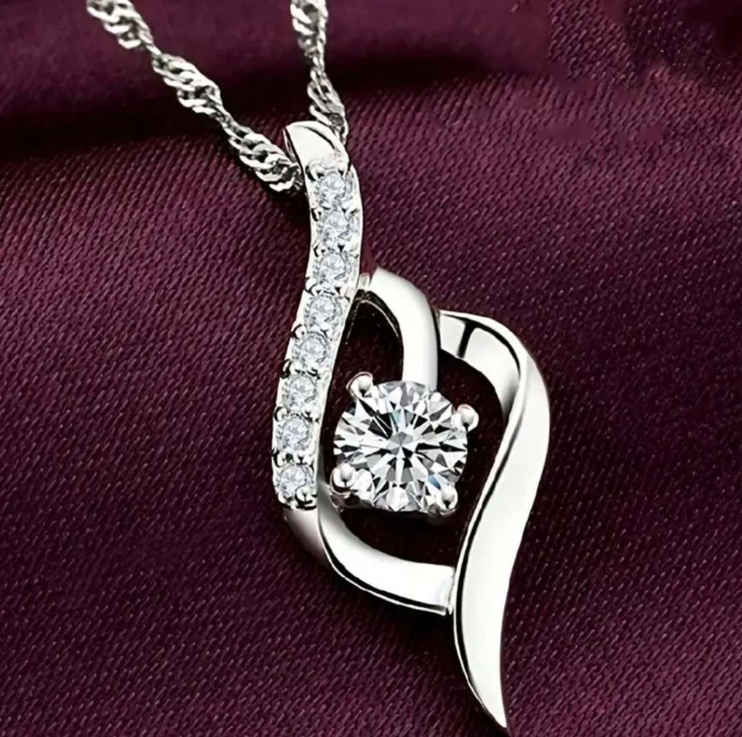 Кулон жіночий Крапля з каменем, колір срібло, фото 1