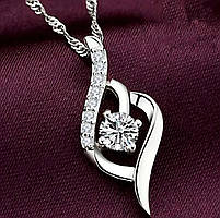 Кулон жіночий Крапля з каменем, колір срібло