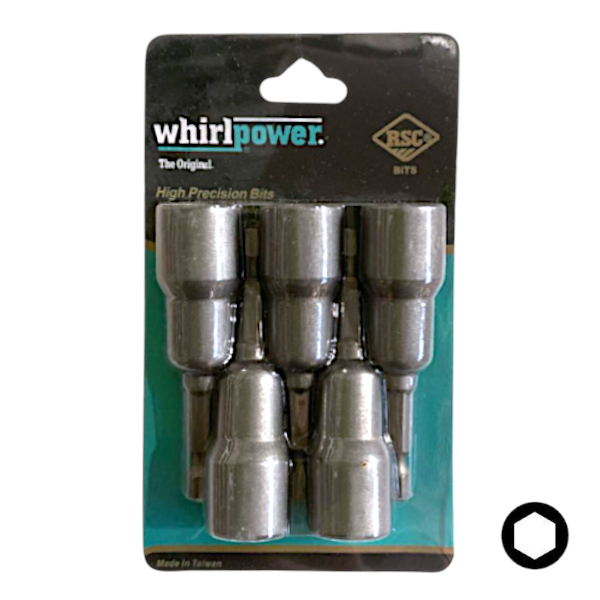 Біта торцева магнітна 6-гранна WhirlPower HEX 12х65мм 5шт/уп, Торцева біта, Магнітна біта торцева