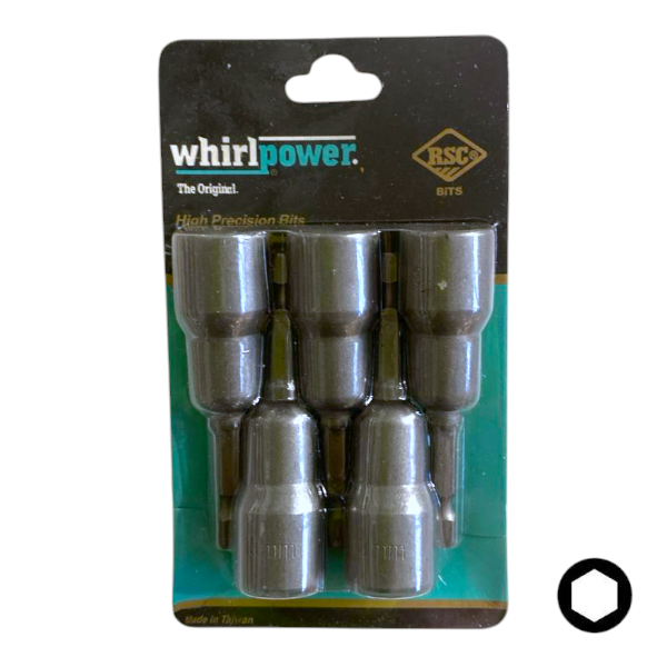Біта торцева магнітна 6-гранна WhirlPower HEX 13х65мм 5шт/уп, Торцева біта, Магнітна біта торцева
