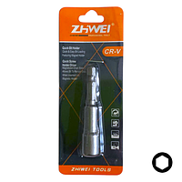 Біта торцева магнітна 6-гранна для шуруповерта, дриля Zhiwei HEX 8х65мм 1шт/уп (блістер)