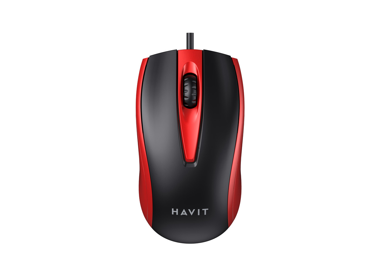 Дротова миша HAVIT HV-MS871 USB Red (1200 DPI, 3 кл), фото 1
