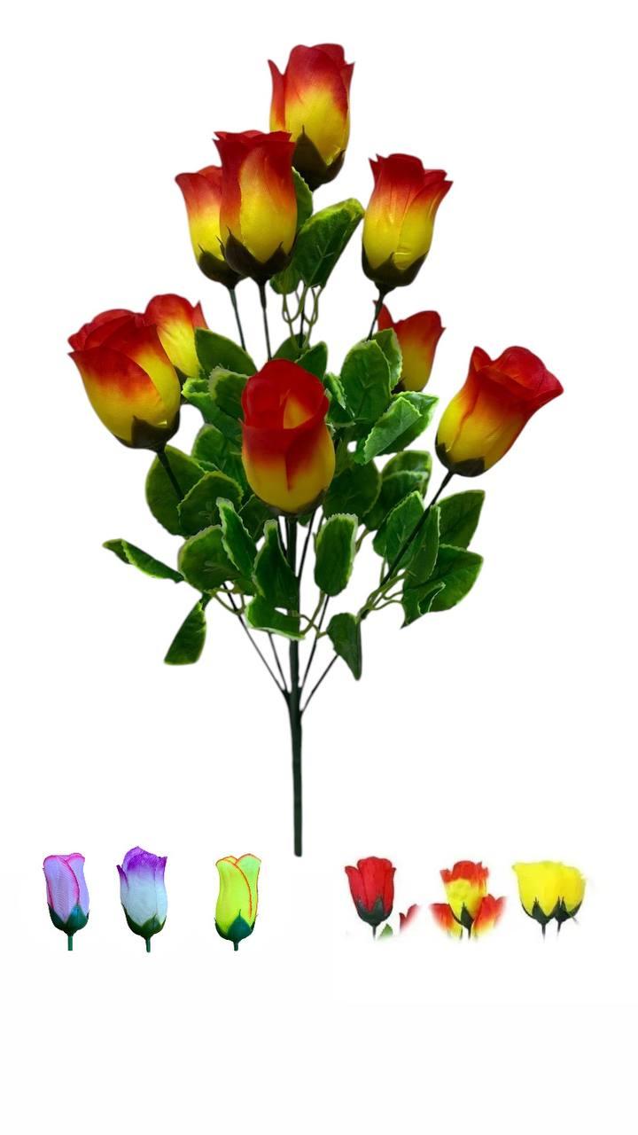 Букет штучний "Троянда" на 9 голів 490 мм кольори мікс, фото 1