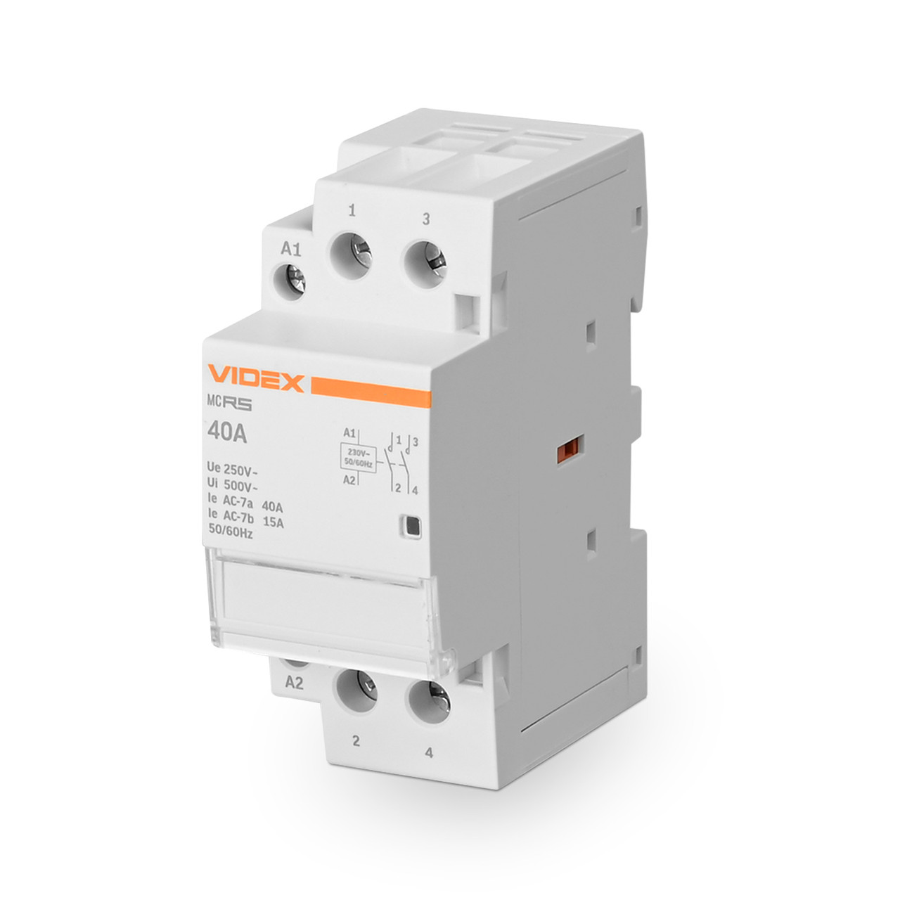 Модульний контактор 2п 40А 2НВ VF-RS-MC2O-40 VIDEX RESIST, фото 1
