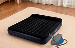 Надувний матрац 191х137х25 см 64142 Intex з підголівником та ножним насосом 69611 лягушка