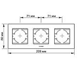 Рамка срібний алюміній на 3 місця горизонтальна VIDEX BINERA, фото 3