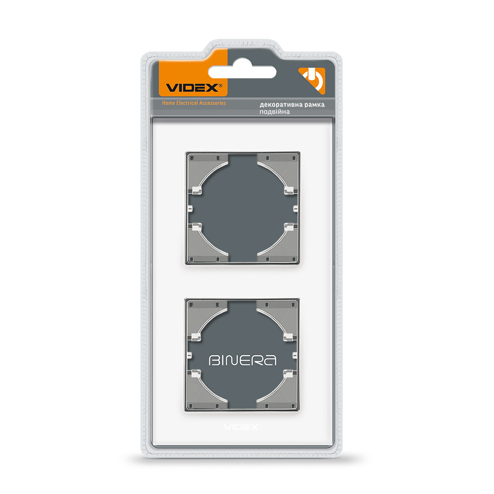 Рамка біле скло на 2 місця вертикальна VIDEX BINERA, фото 1