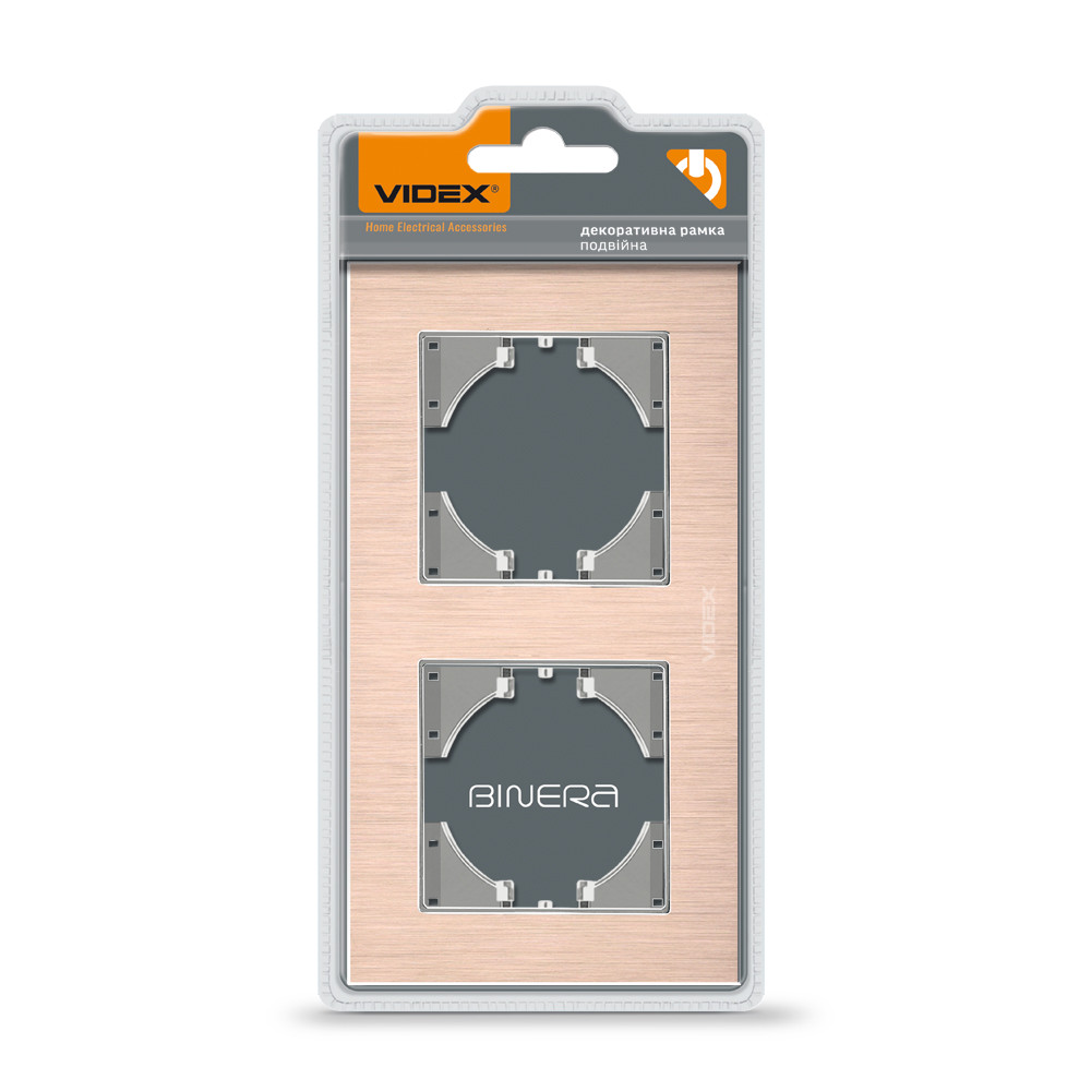 Рамка мідний алюміній на 2 місця горизонтальна VIDEX BINERA, фото 1