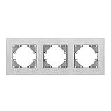 Рамка срібний алюміній на 3 місця горизонтальна VIDEX BINERA, фото 2