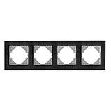 Рамка чорний алюміній на 4 місця горизонтальна VIDEX BINERA, фото 2