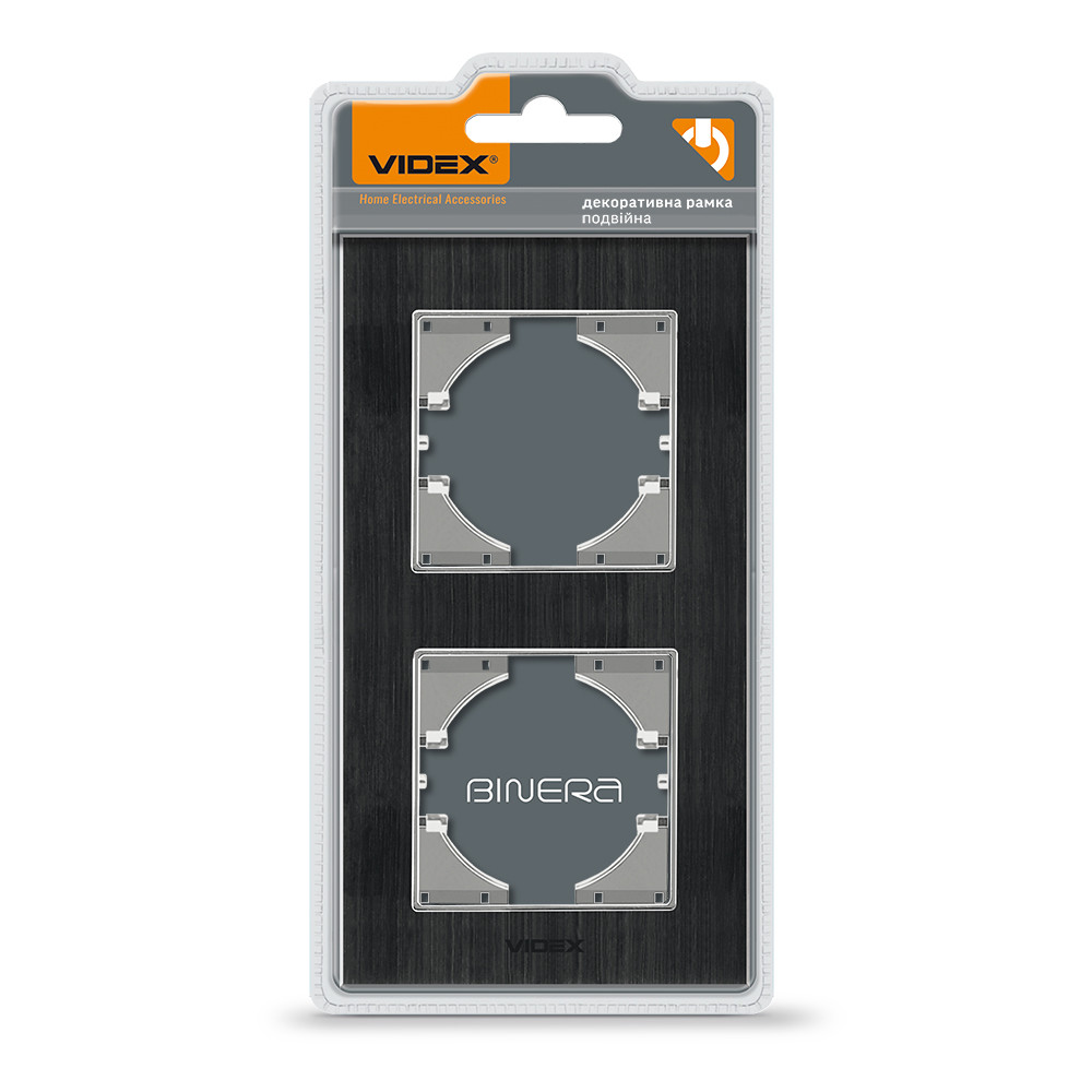 Рамка чорний алюміній на 2 місця вертикальна VIDEX BINERA, фото 1