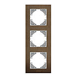Рамка шоколадний алюміній на 3 місця вертикальна VIDEX BINERA, фото 2
