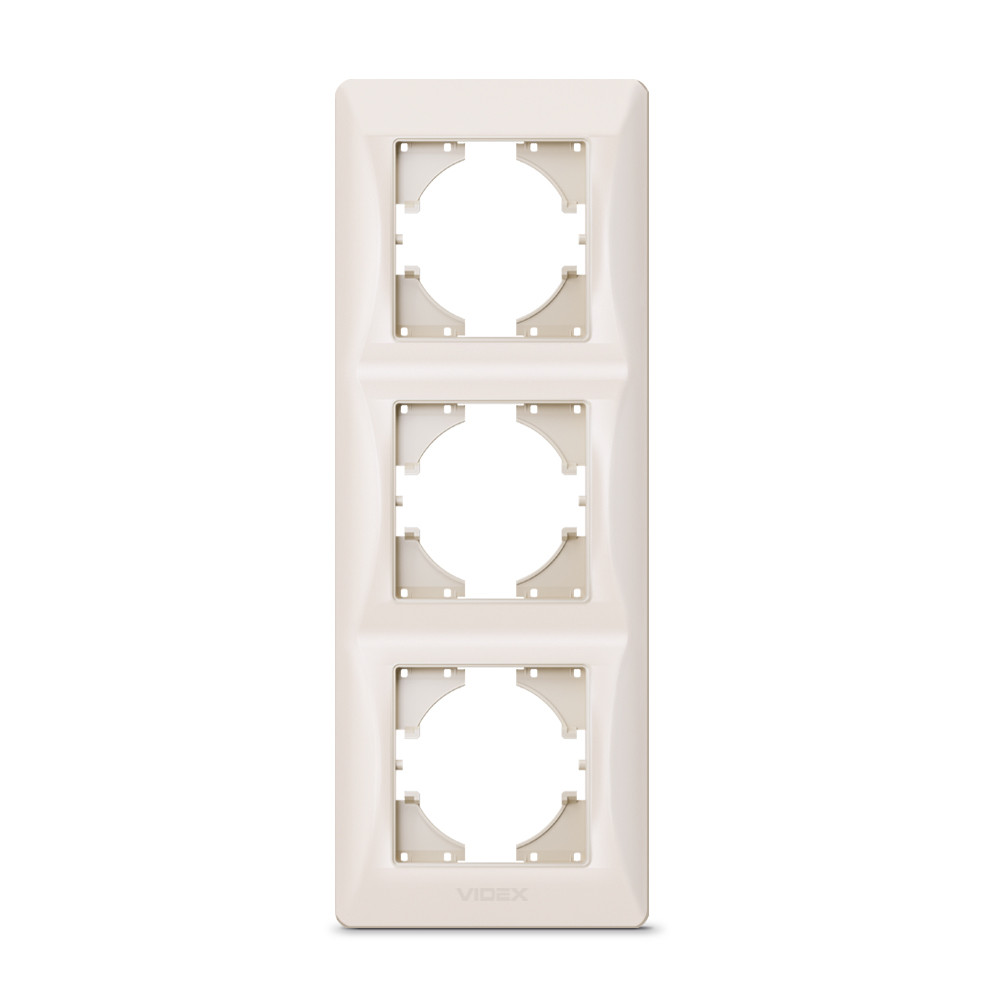 Рамка кремова на 3 місця вертикальна VIDEX BINERA, фото 1