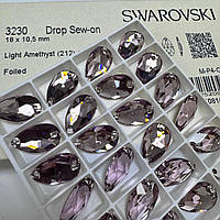 Пришивні стрази Swarovski, Крапля 11.5 х18 мм, колір Lt Amethyst, 1 шт.
