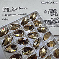 Пришивні стрази Swarovski, Крапля 11х18 мм, колір Lt Col Topaz, 1 шт.