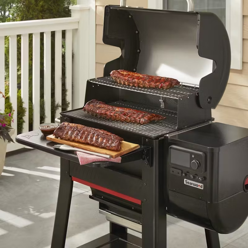 Складаний передній сталевий стіл для пелетного гриля Weber SEARWOOD 600