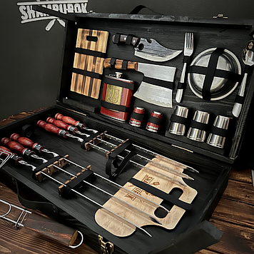 Набір шампурів в дерев'яному кейсі "Патріот XL"