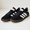 Жіночі кросівки Adidas Handball Spezial black white gum кеди Адідас Спеціал Спешл чорно-білі замшеві для підлітків, фото 7