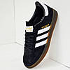 Жіночі кросівки Adidas Handball Spezial black white gum кеди Адідас Спеціал Спешл чорно-білі замшеві для підлітків, фото 6