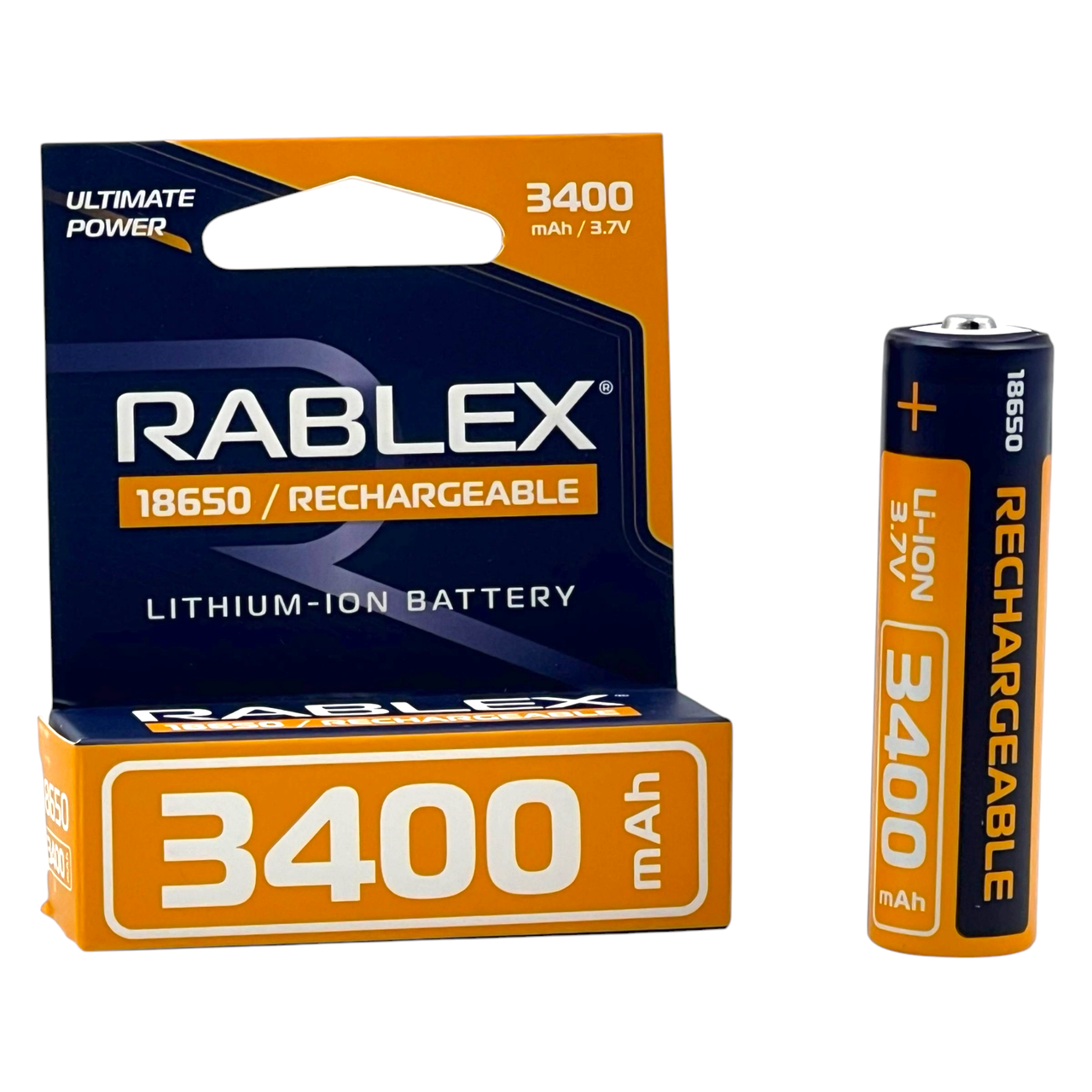 Батарейка акумуляторна 18650 Rablex 3400mAh (без захисту) 1/40шт/уп / Акумулятор літій-іонний