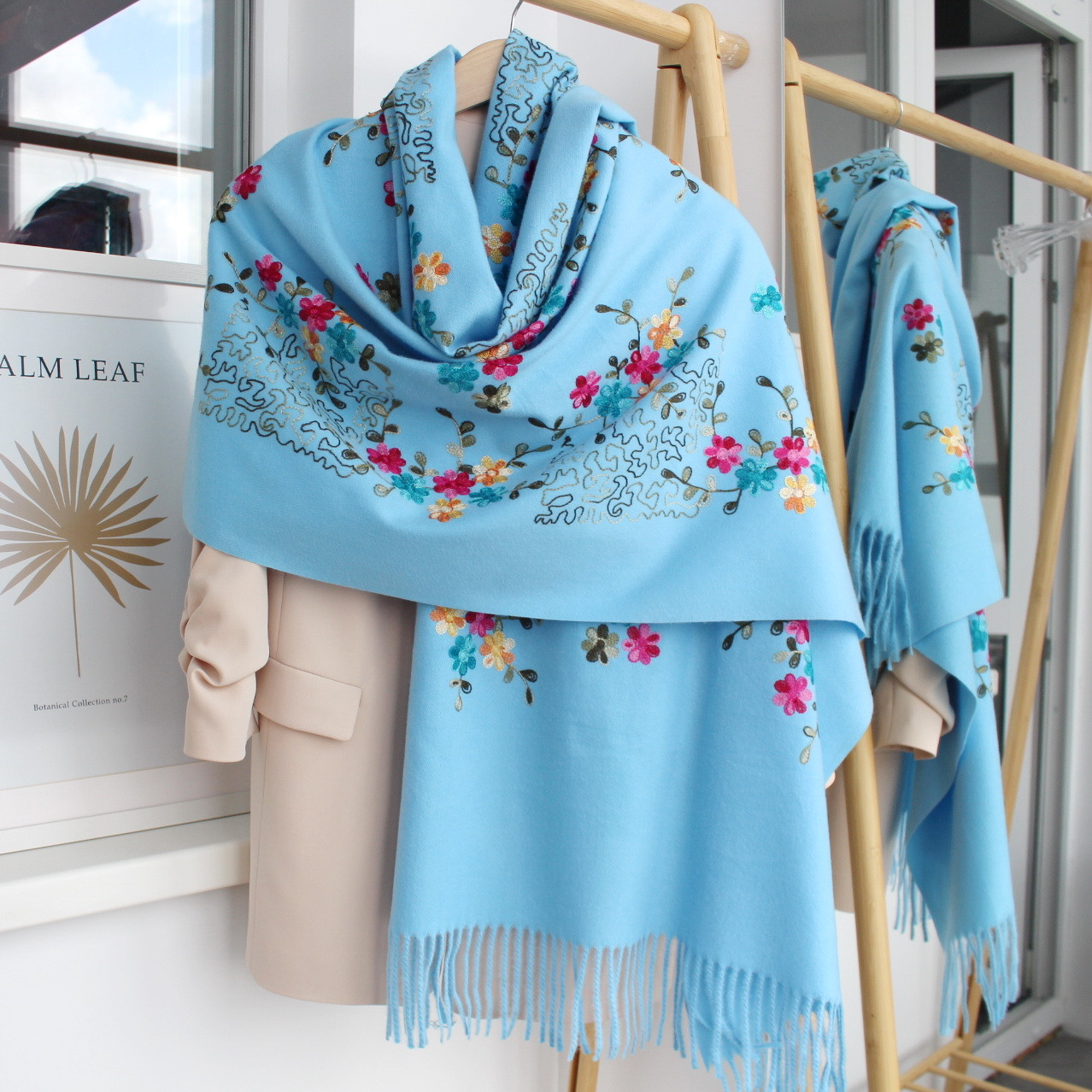 Кашеміровий шарф "Магія природи" блакитний 134021, фото 1