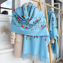 Кашеміровий шарф "Магія природи" блакитний 134021