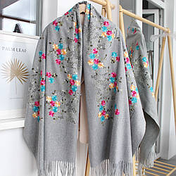 Кашеміровий шарф "Магія природи" сірий 134015