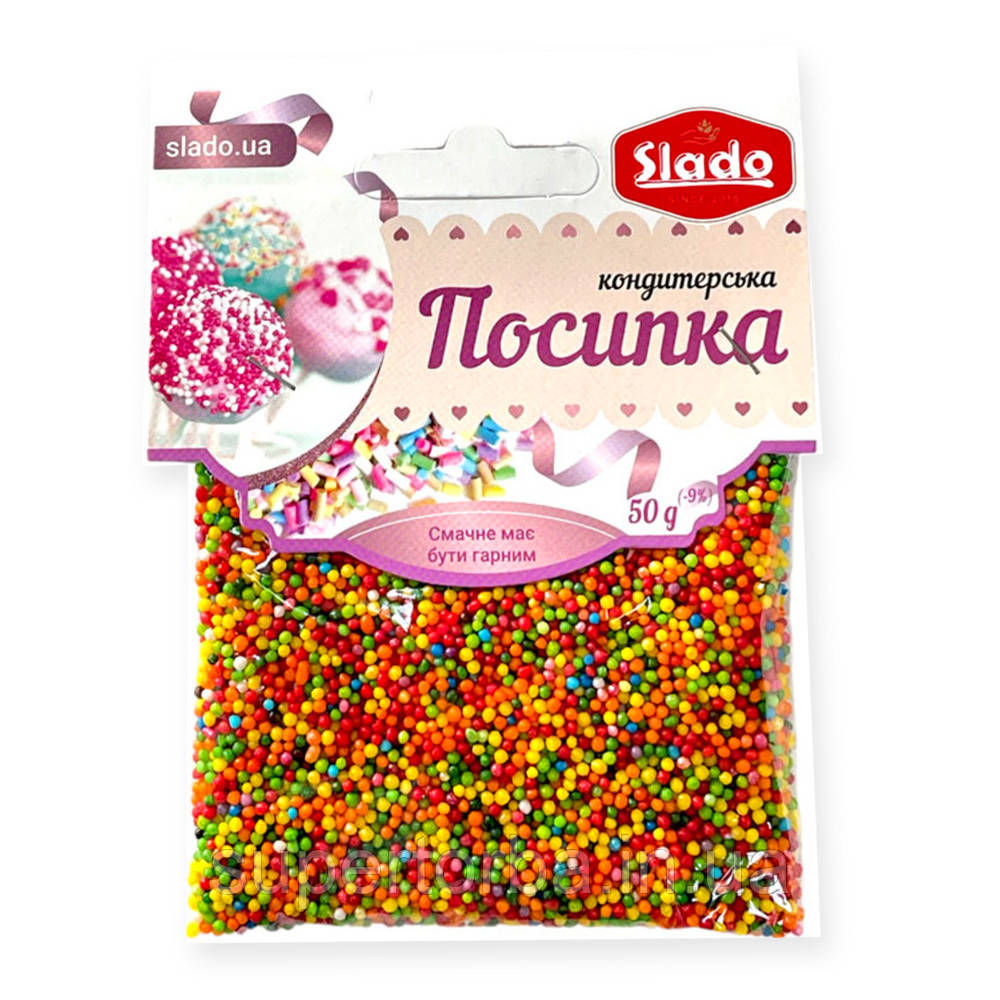 Посипка кондитерська мікс кругла "Феєрверк" 50 грамів ТМ Slado (П110), кондитерські прикраси, фото 1