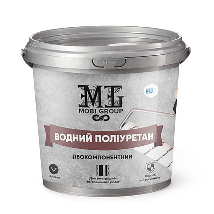 Поліуретановий лак 2к матовий 6кг. водний А+Б, фото 1