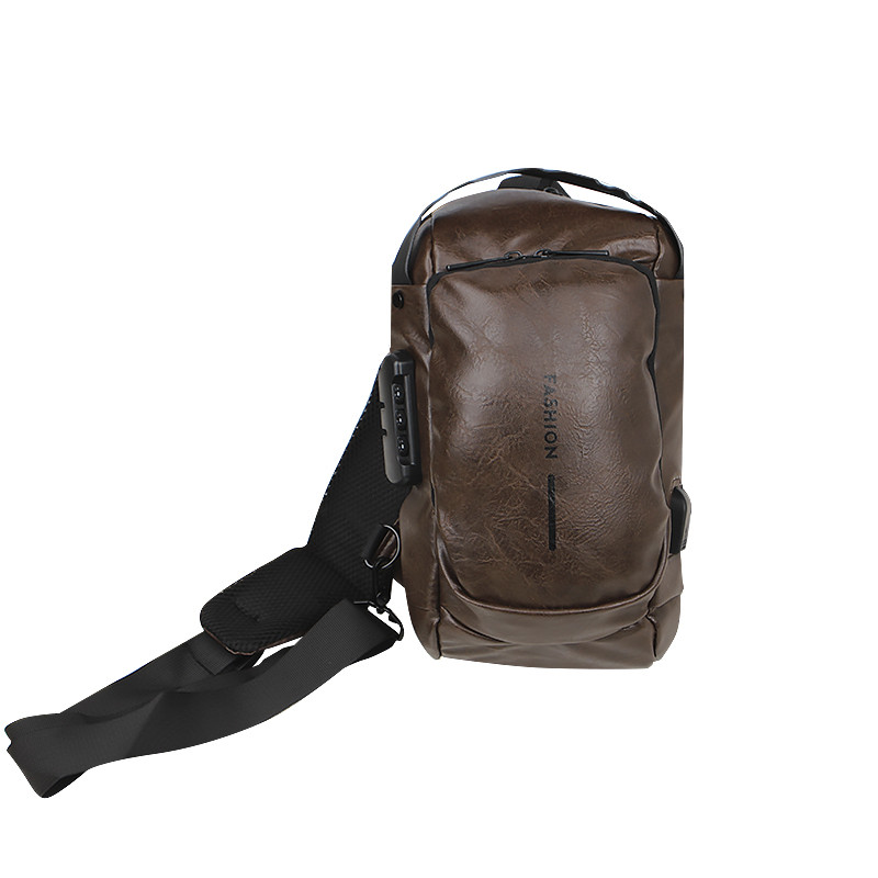 Сумка Lesko 694 Dark Brown нагрудная через плечо с кодовым замком влагостойкая 8шт - фото 1 - id-p2567760711