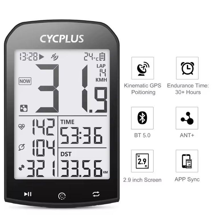 Бездротовий GPS-велокомп'ютер Cycplus M1 / Bluetooth 5.0/ANT+ синхронізація з Strava