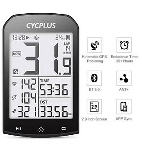Бездротовий GPS-велокомп'ютер Cycplus M1 / Bluetooth 5.0/ANT+ синхронізація з Strava