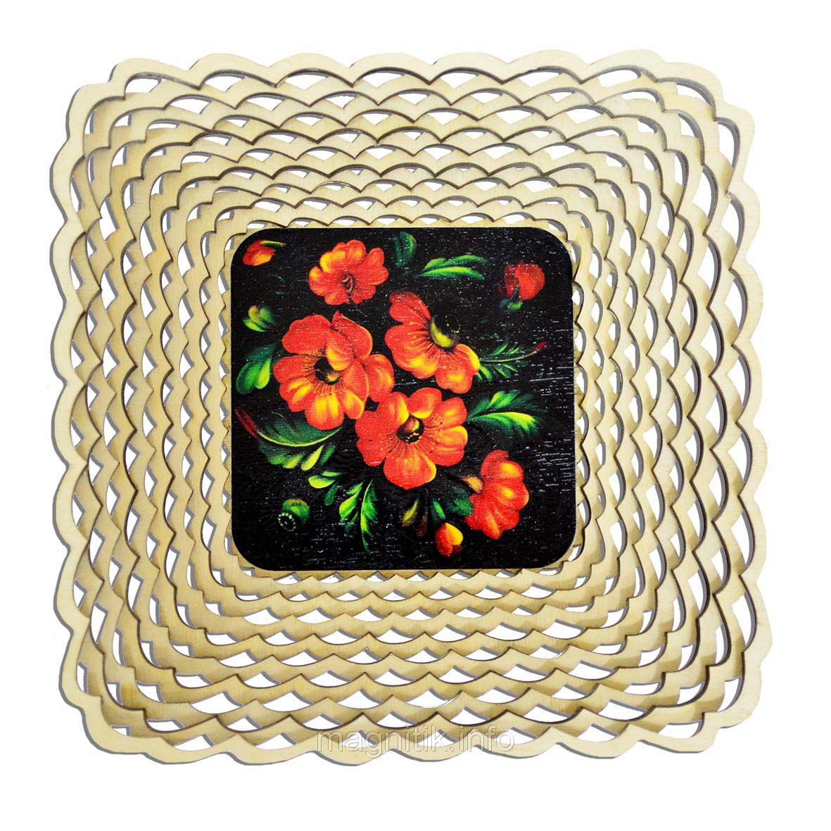 Хлібниця дерев'яна ХЛ6 "Макі", фото 1