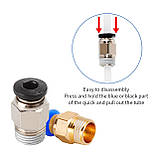 Фітинг PC4-01 M10 для PTFE тефлонової трубки D4 мм, Латунь / Фіксуюча муфта для трубок 3Д-принтера, фото 6
