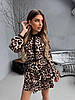 Жіноча легка коротка ефектна приталена міні сукня із софту в леопардовий принт з мереживом, фото 10