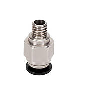 Фітинг PC4-M6 для PTFE тефлонової трубки D4 мм, Сталь нікельована / Фіксуюча муфта для трубок 3Д-принтера