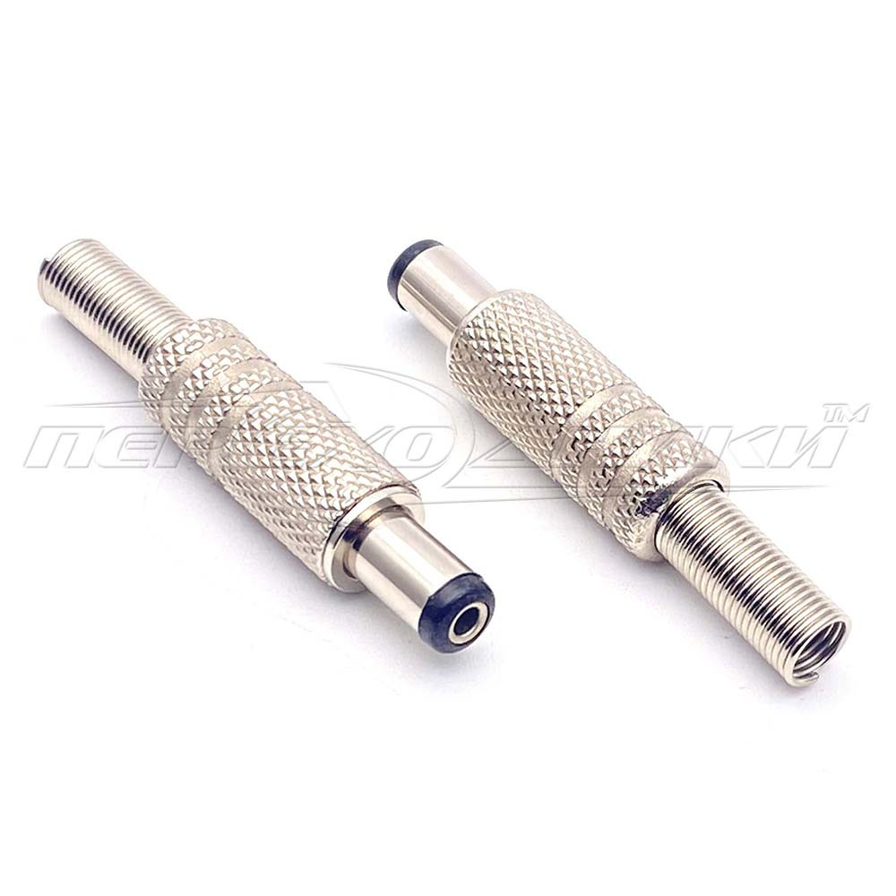 Роз'єм живлення DC штекер 5.5x2.5 мм (10 мм) на кабель (метал)